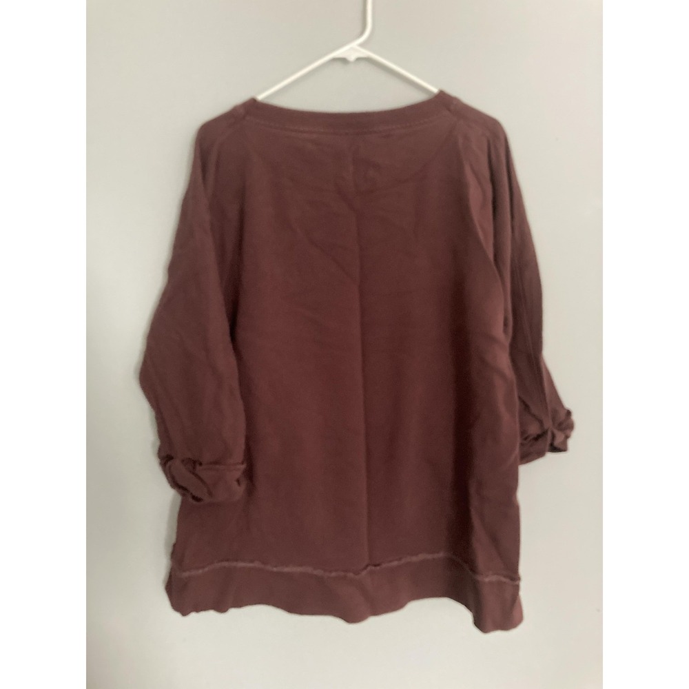 Soft Surroundings Women 1X Scoop Neck Tunic Top Pocket 3/4 Sleeve Raw Seam Boho - Picture 3 of 12